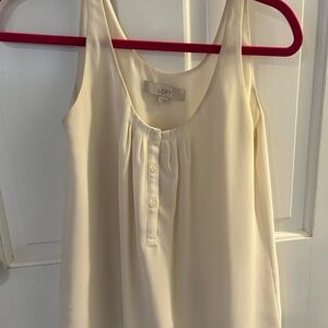 LOFT Cream Sleeveless Buttoned Tank Top